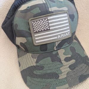 Ariat Kids Camo Cap with American Flag Patch